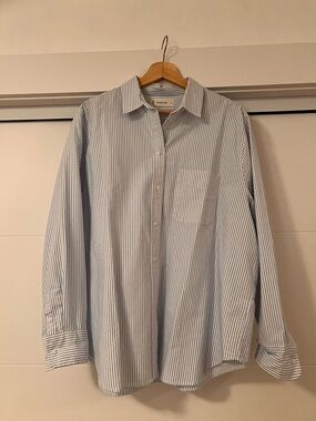 Everlane Light Blue and White Stripe Button-Down Shirt
